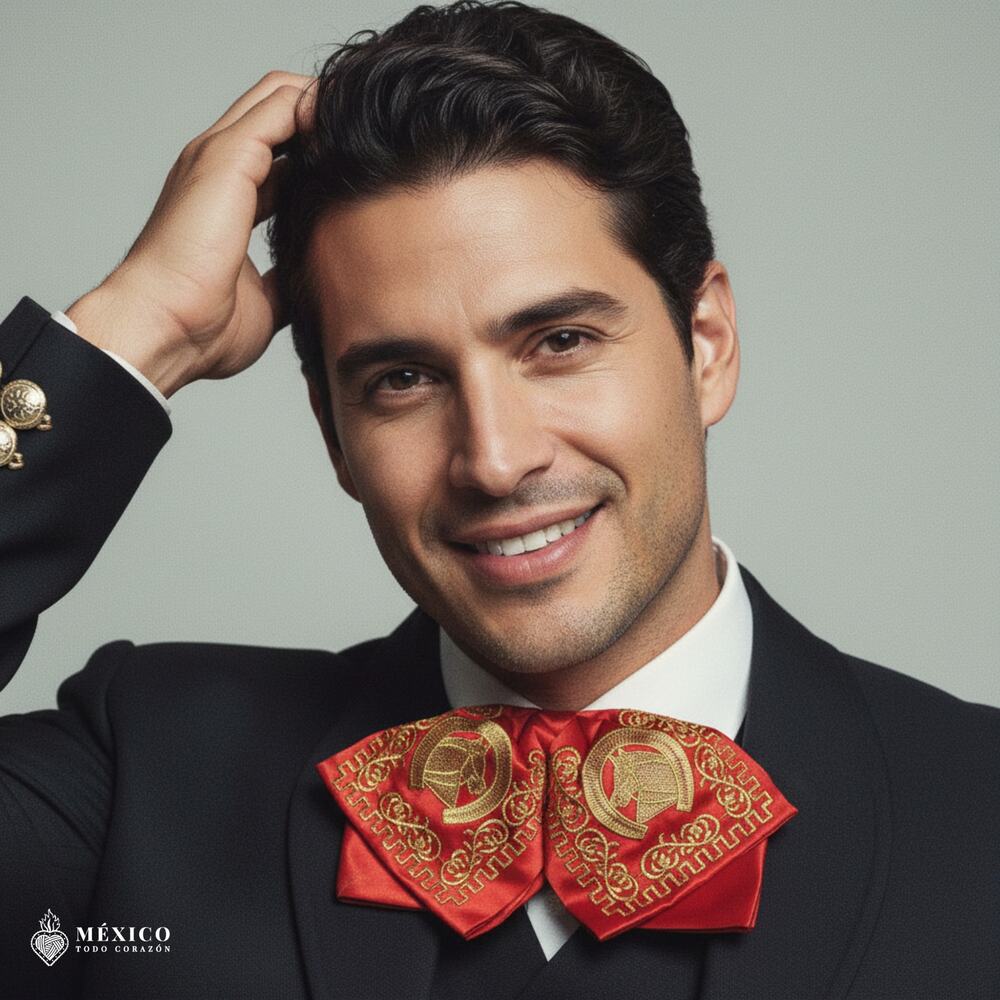 Mexican Embroidered Charro Moño – Traditional Satin Mariachi Bow Tie